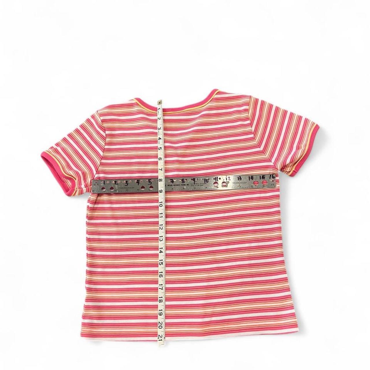 Vintage Y2K Pink Striped Baby Tee Henley Ribbed Fitted Short Sleeve Top