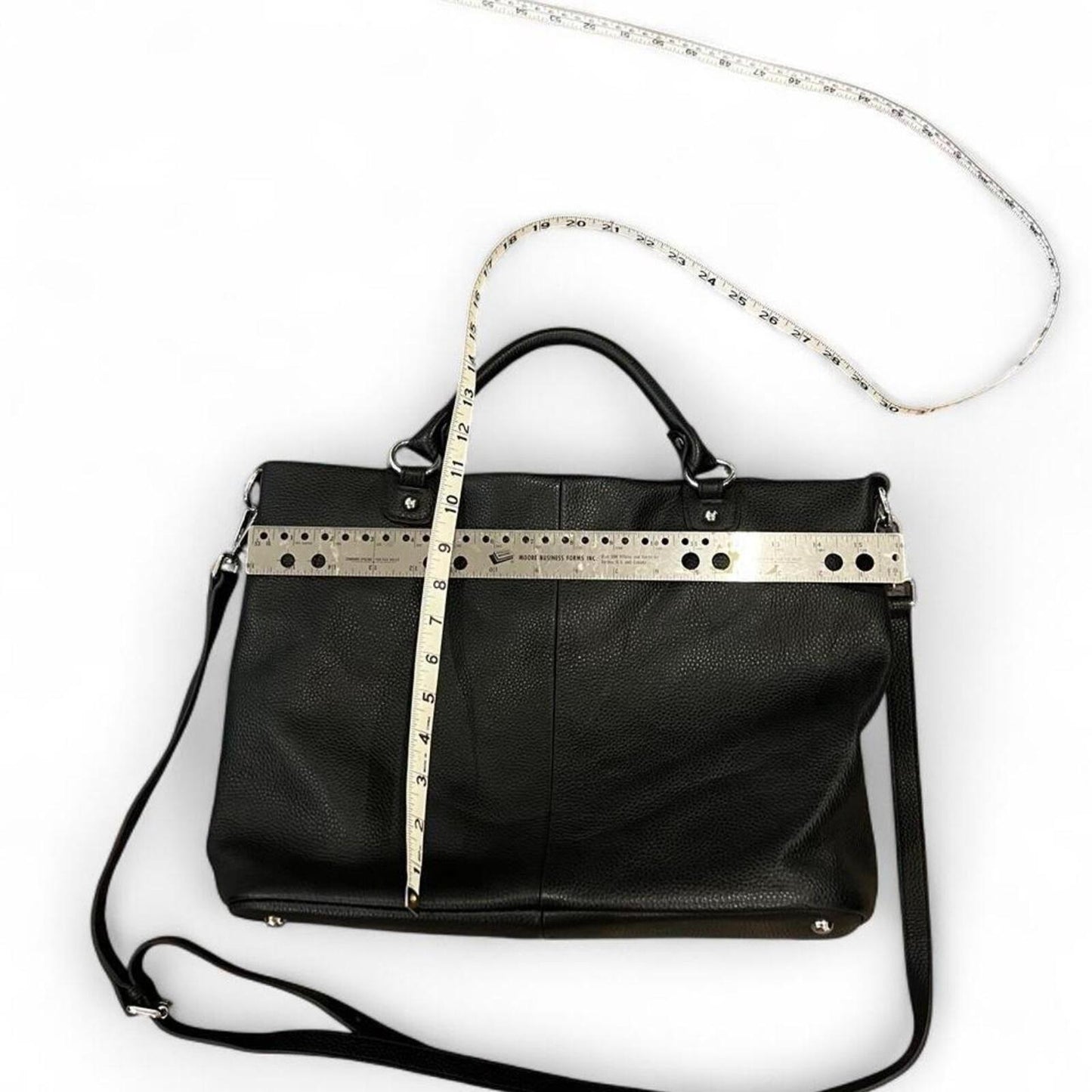 Black Pebbled Leather Slouchy Tote Bag Oversized Shoulder Crossbody Purse