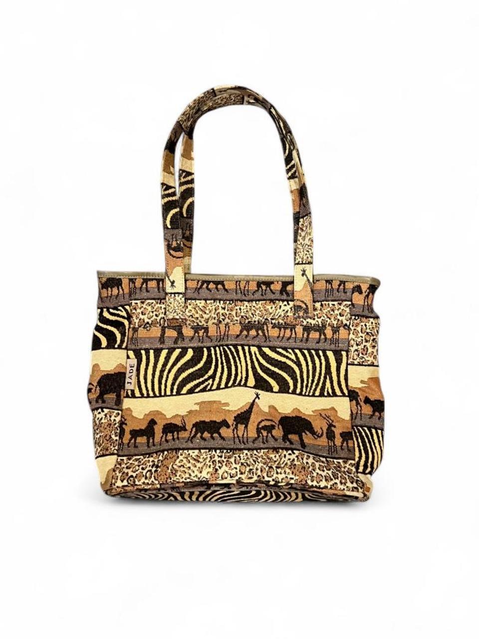 Vintage Safari Animal Print Tapestry Tote Bag