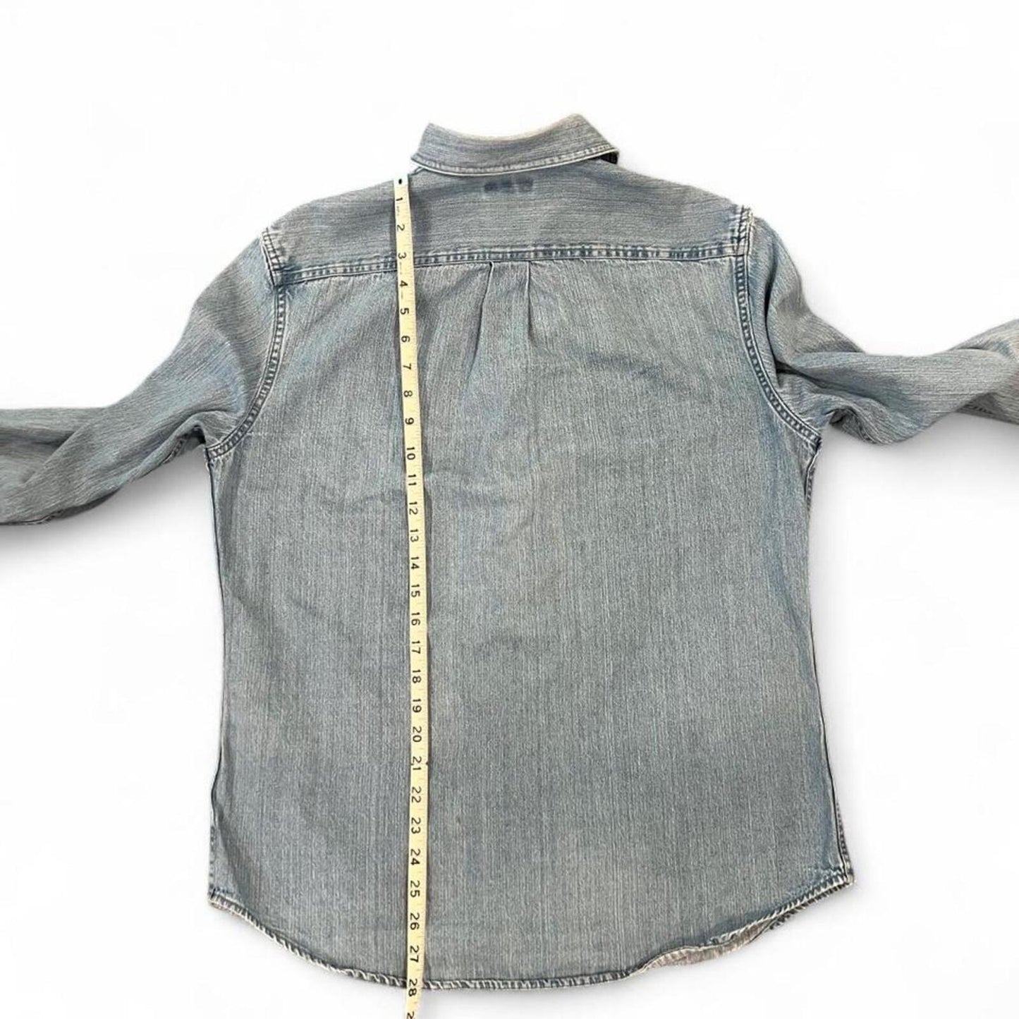 Vintage Light Wash Denim Button Up Shirt Oversized 90s Y2K