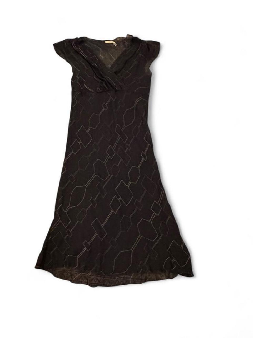 Y2K Black 100% Silk Sheer Midi Dress