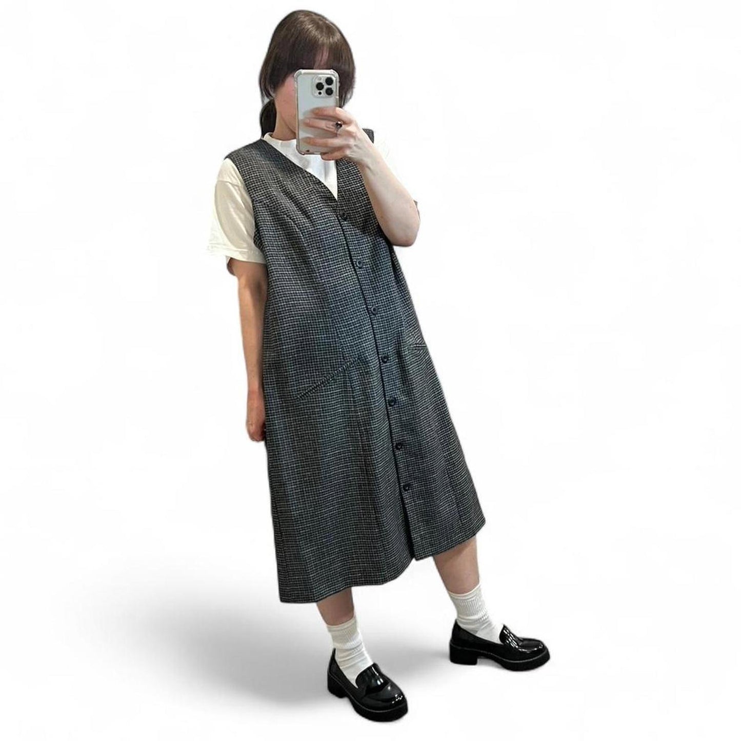 Vintage Houndstooth Jumper Dress