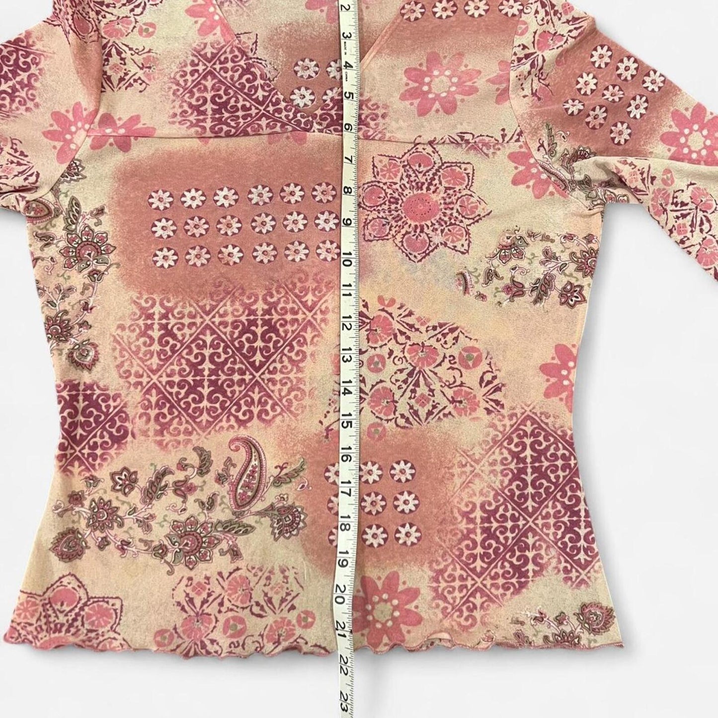 Vintage Y2K Sheer Pink Patchwork Top S/M Fairy Grunge Mesh