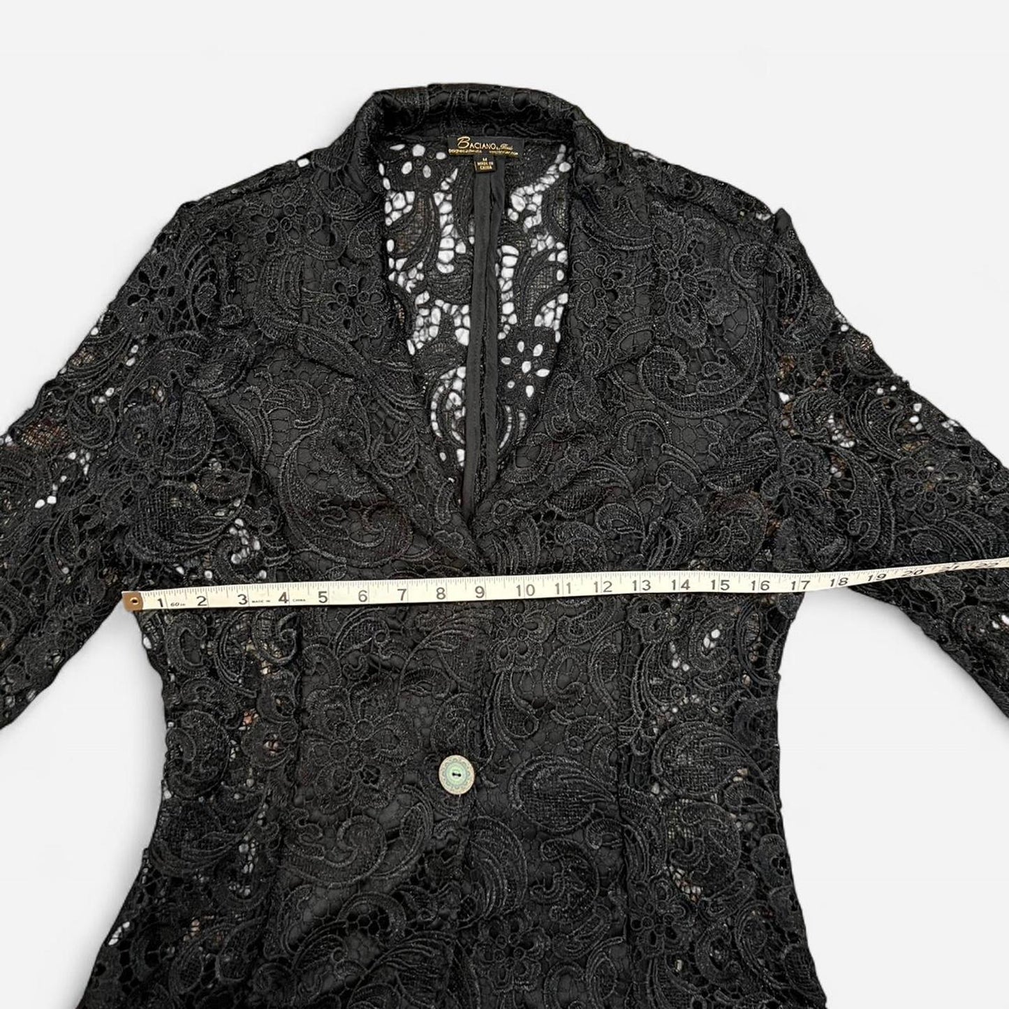 Y2K Vintage Black Lace Blazer Blouse