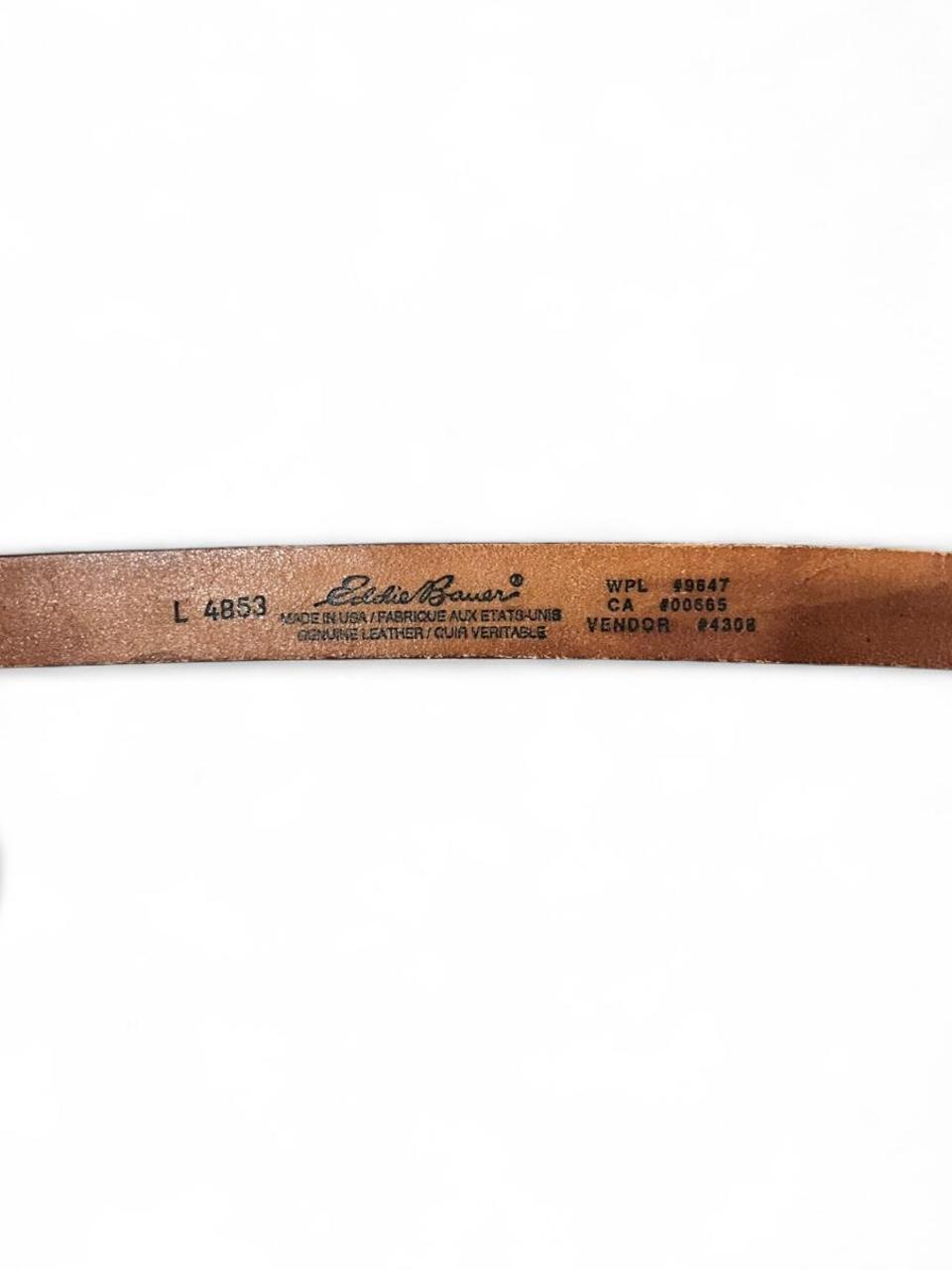 Vintage Brown Leather Belt Silver Engraved Buckle 90s Y2K