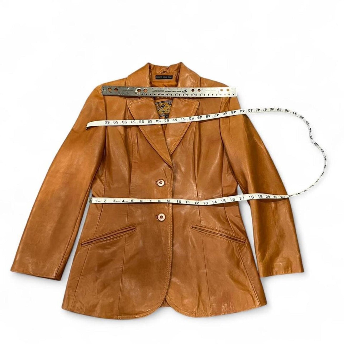 Vintage 90’s cognac leather blazer jacket