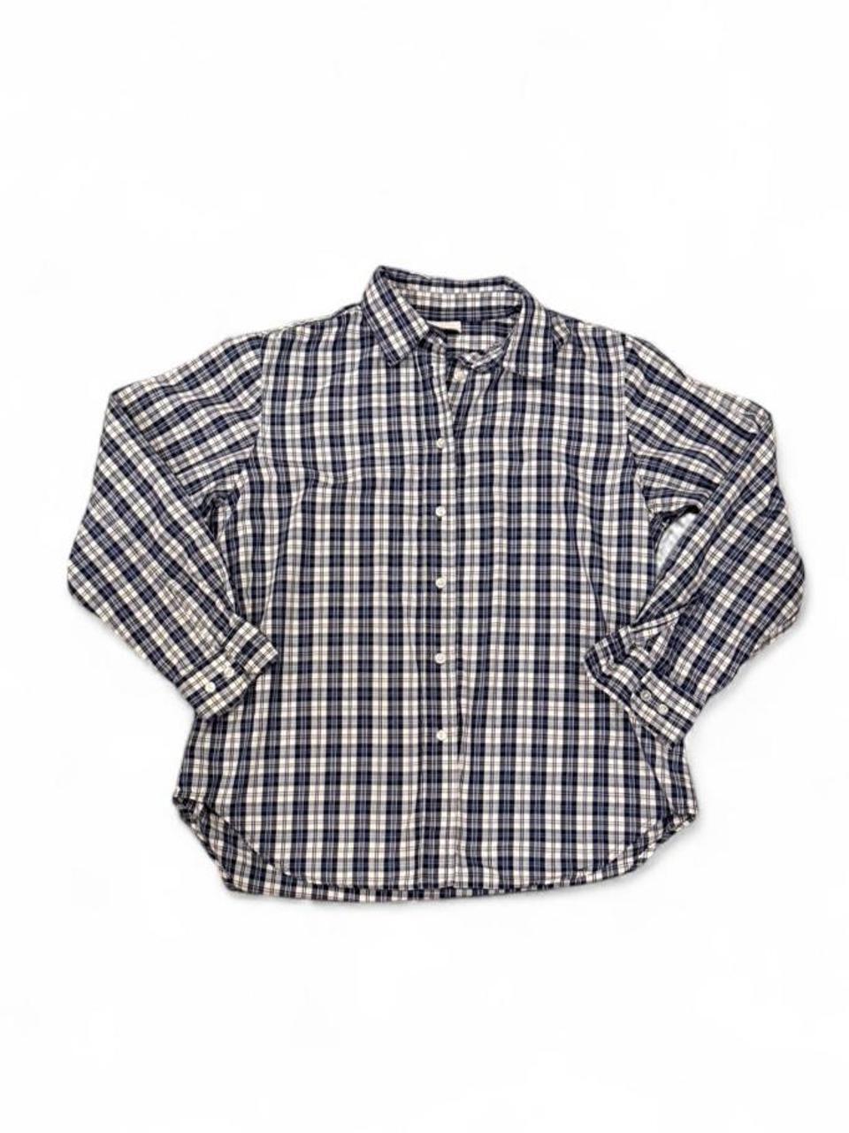 Vintage 90s Blue Plaid Oversized Button Down