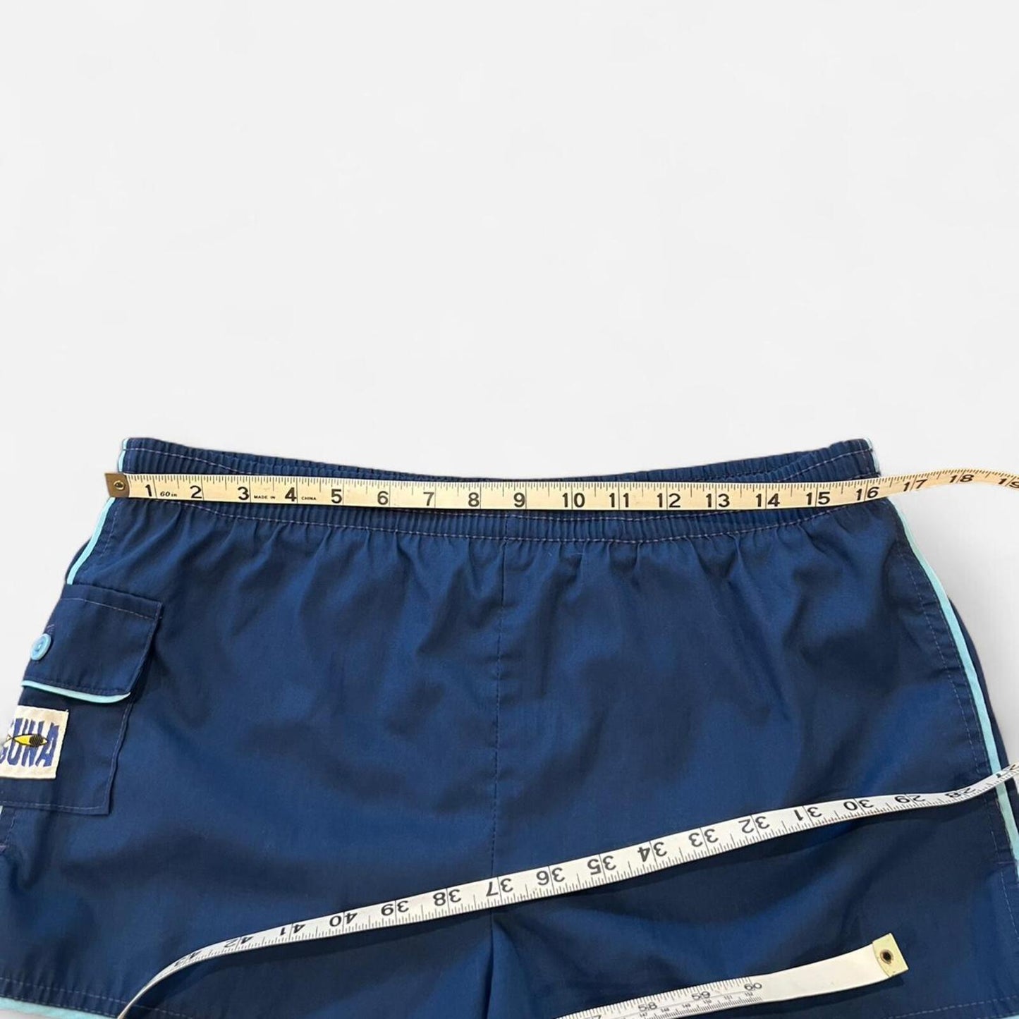 Vintage Laguna Swim Shorts Y2K Surf Blue Athletic Swim Trunks
