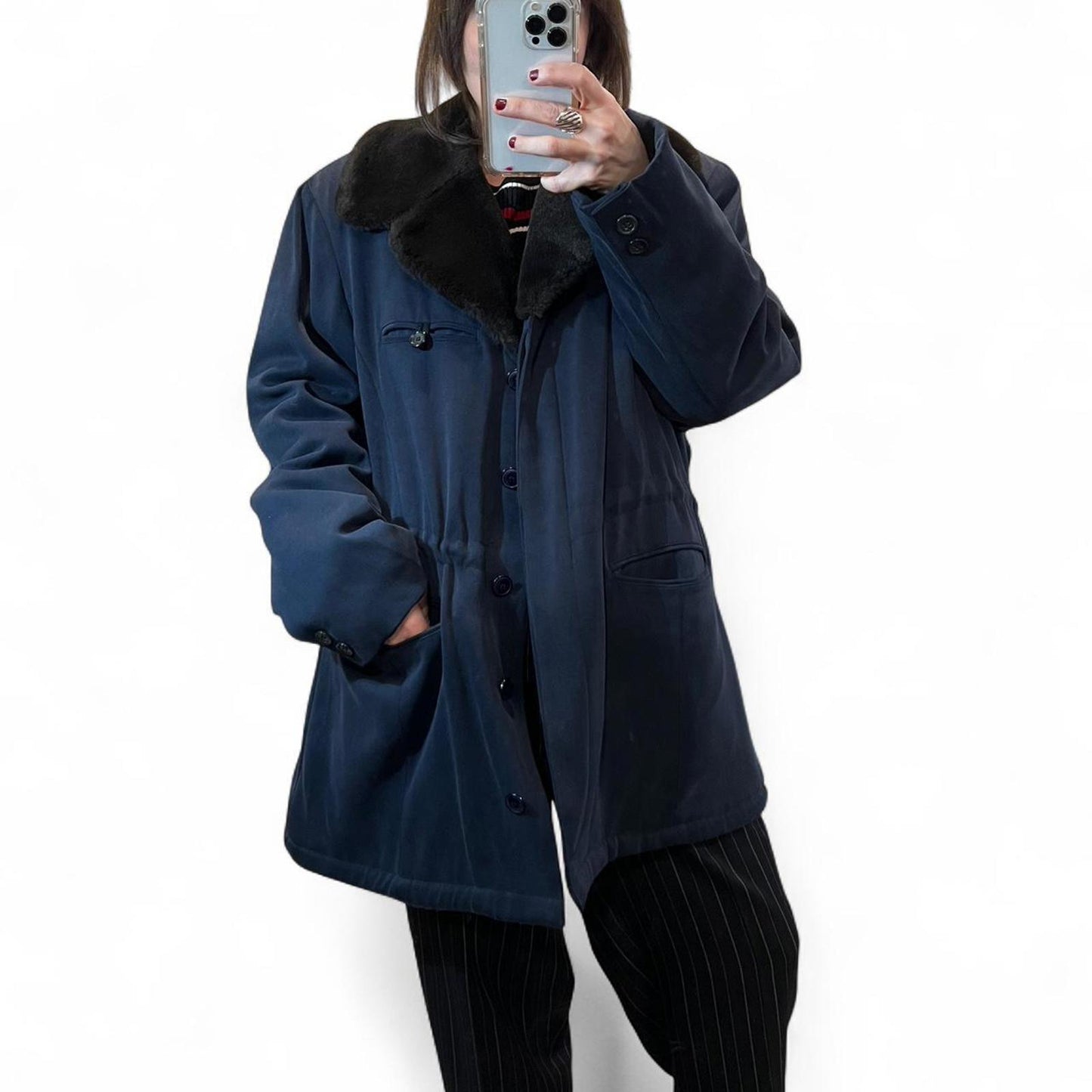 Vintage Coat w Faux Fur Collar