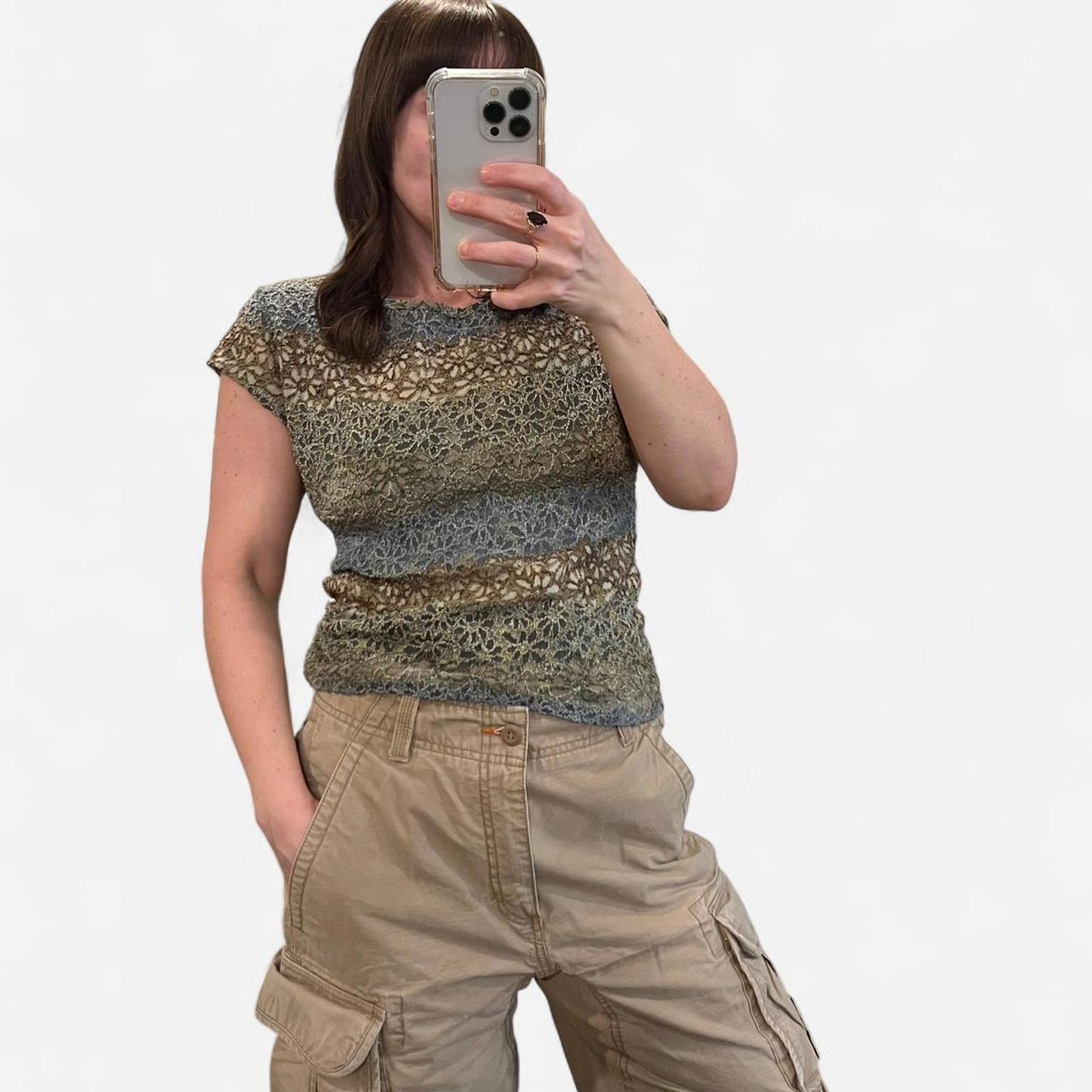 Y2K Sheer Lace Top Fairy Grunge Mesh Floral Stretch Tee
