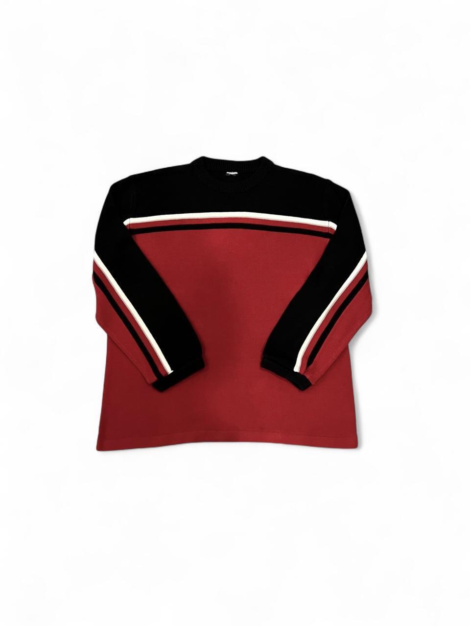 Vintage Y2K Skater Red & Black Striped Knit Sweater Oversized