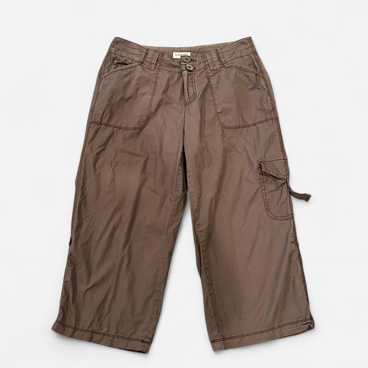 Y2K Brown Cargo Capri Pants