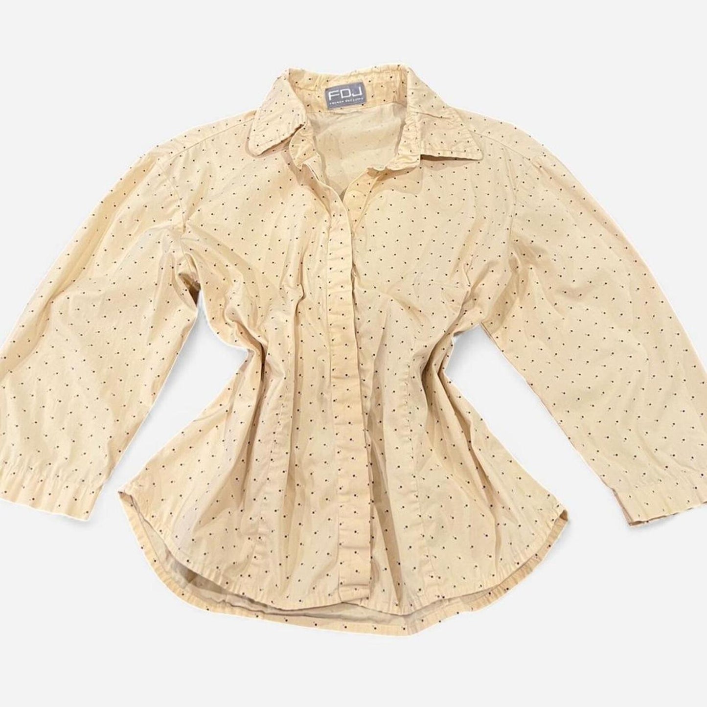 Vintage Butter Polka Dot Button Up 90s Minimal