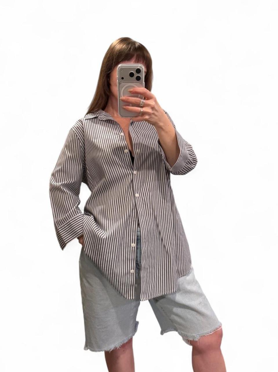 Oversized Striped Button Up Shirt