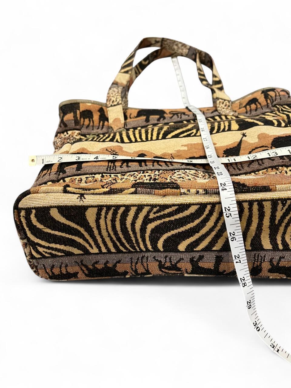Vintage Safari Animal Print Tapestry Tote Bag