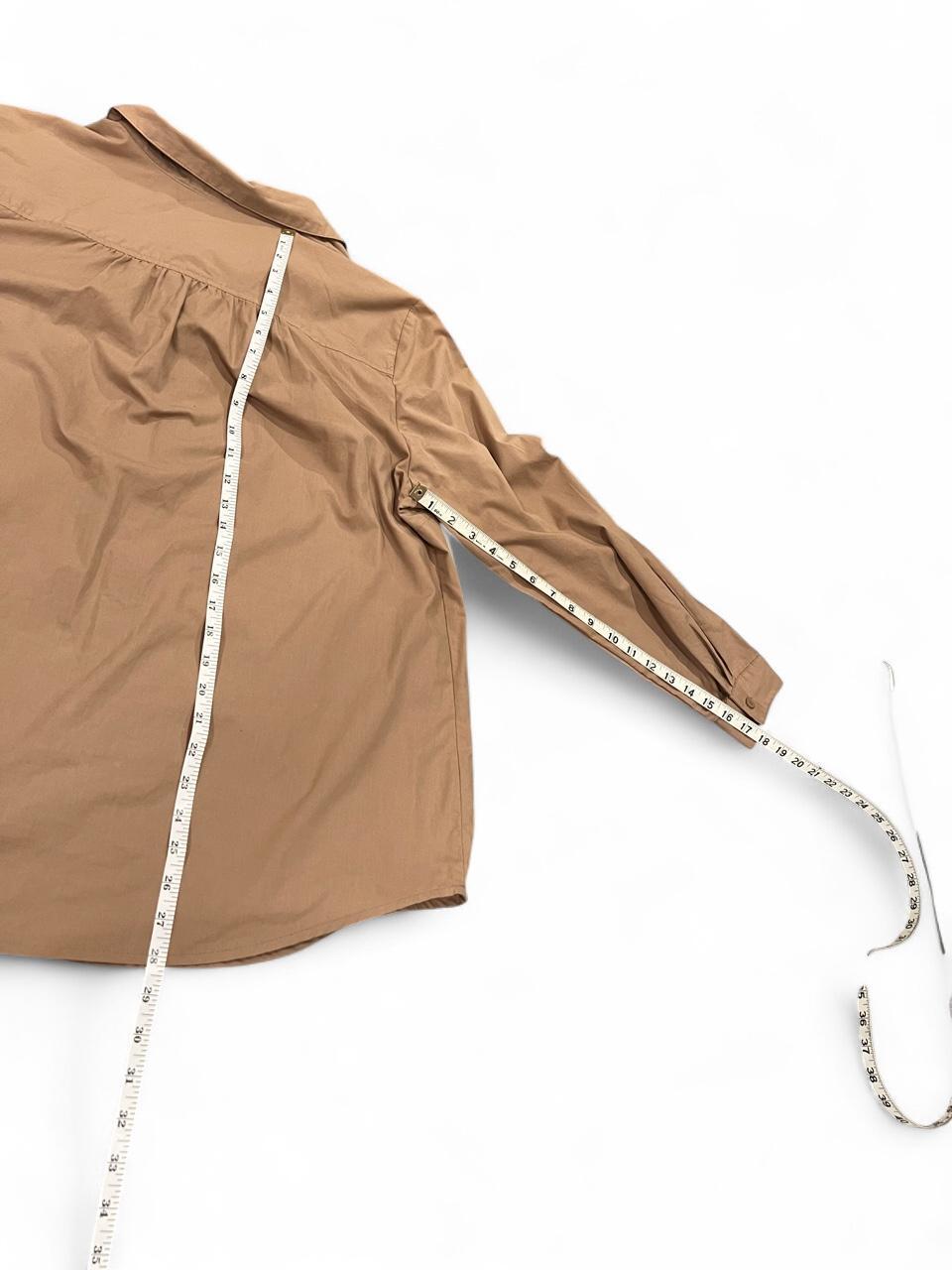 Vintage Y2K Oversized Tan Button-Up Shirt
