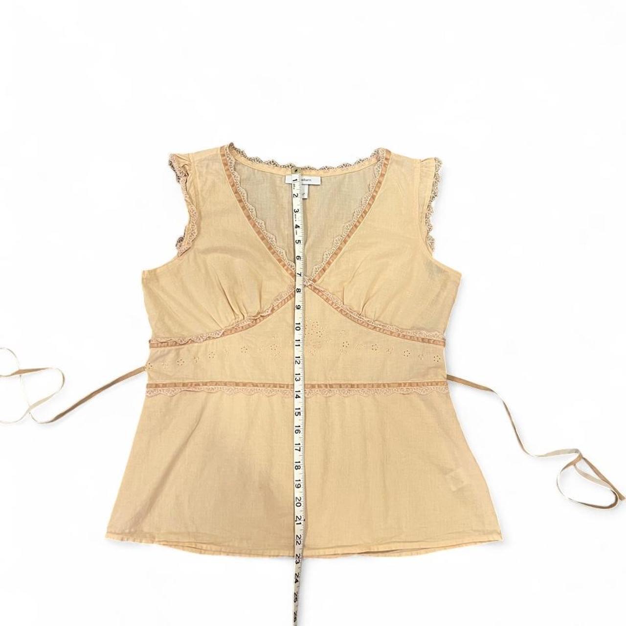 Y2K Butter Cream Eyelet Lace Cotton Top Coquette Boho L