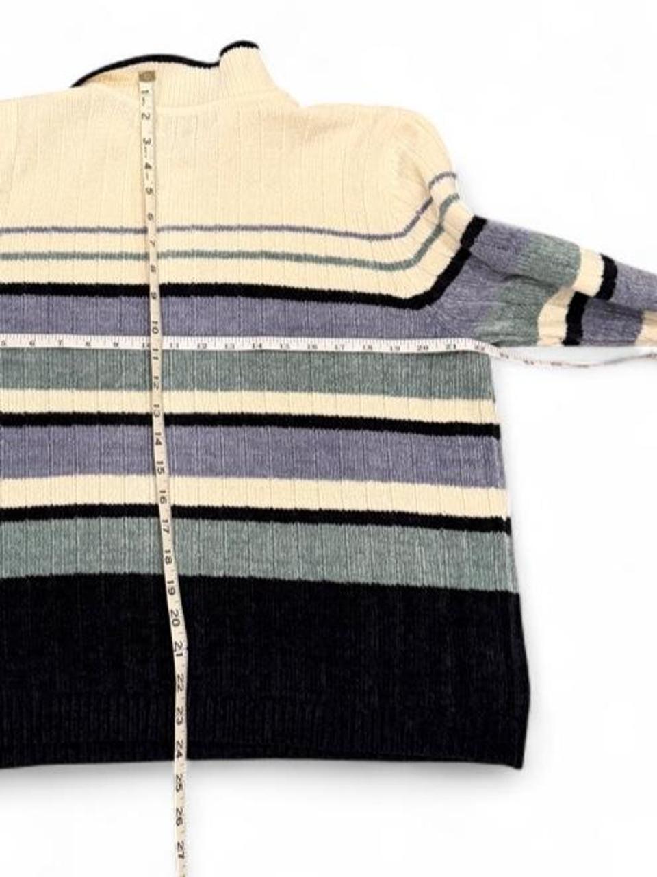Vintage Striped Quarter Zip Sweater Large