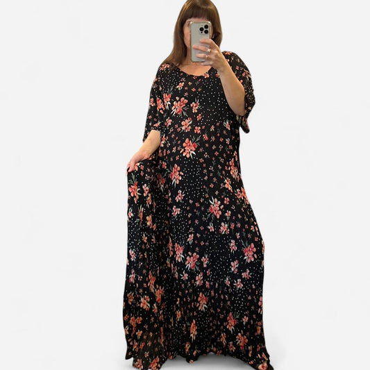 Vintage Floral Maxi Dress Boho Cottagecore