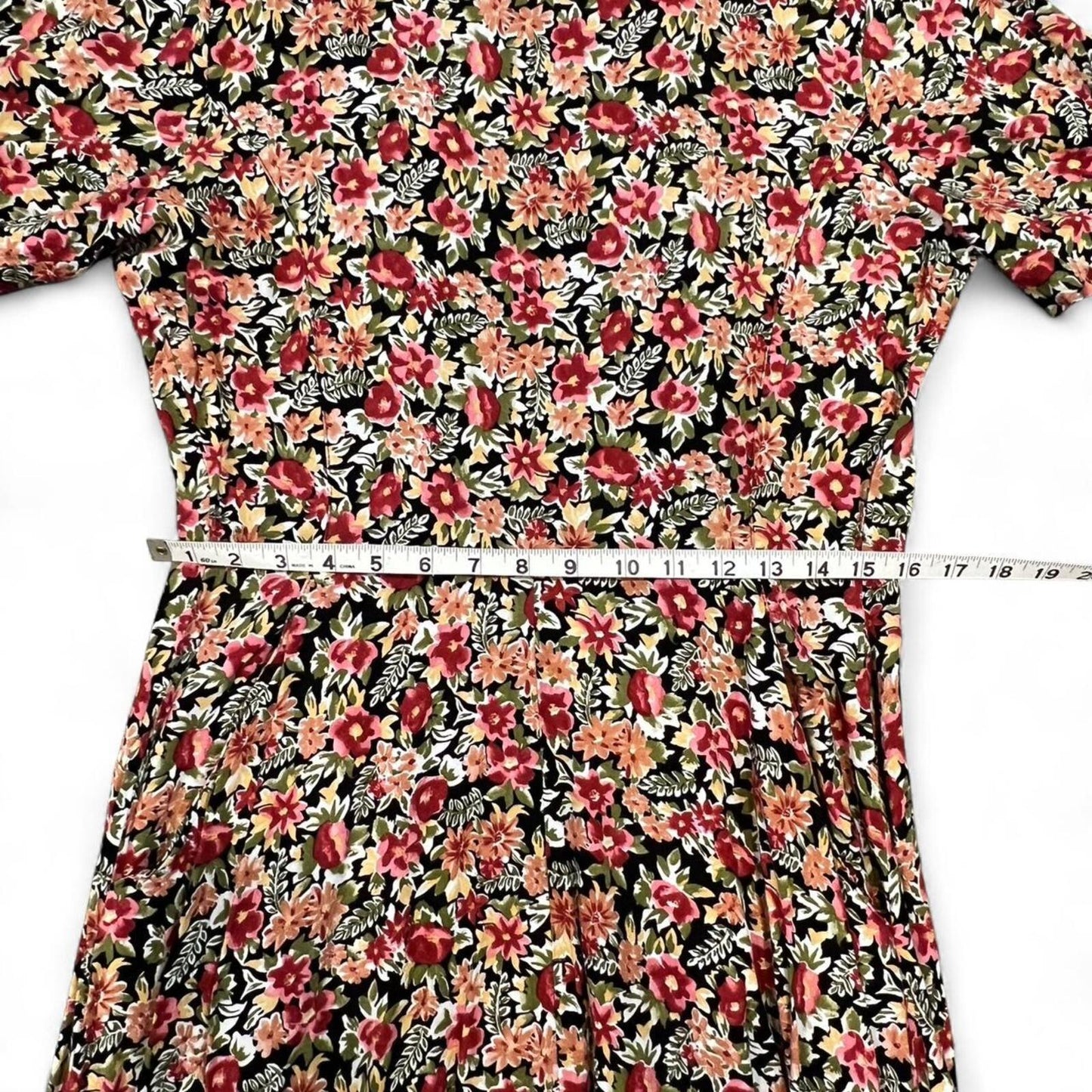 Vintage Floral Midi Dress 90s Grunge Soft Girl Rayon