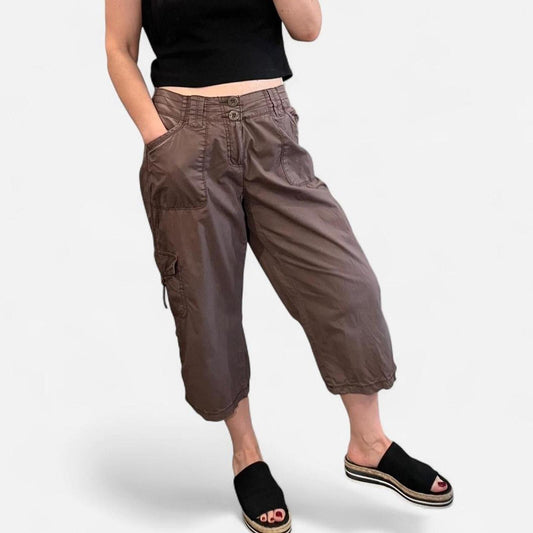 Y2K Brown Cargo Capri Pants