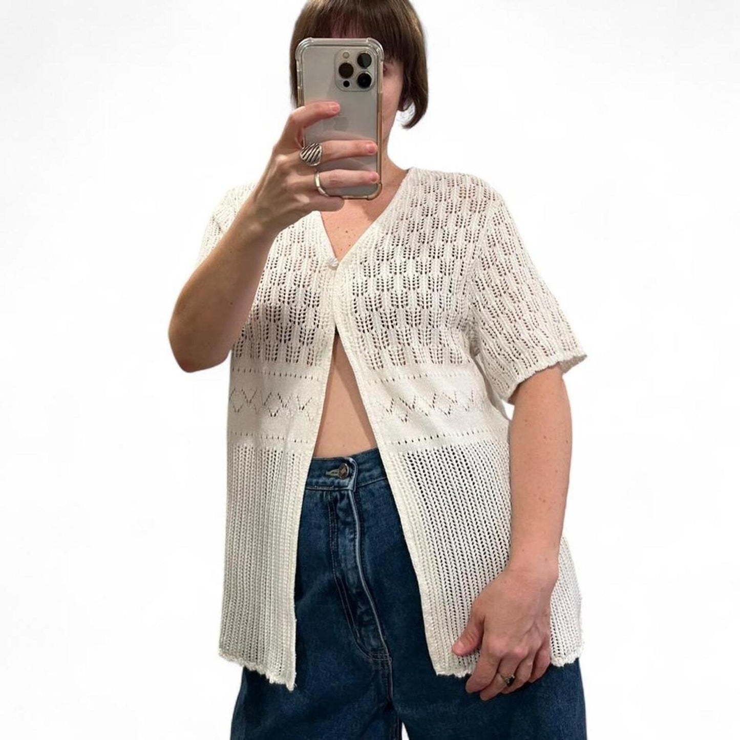 Vintage 90s Open Knit Cardigan Top