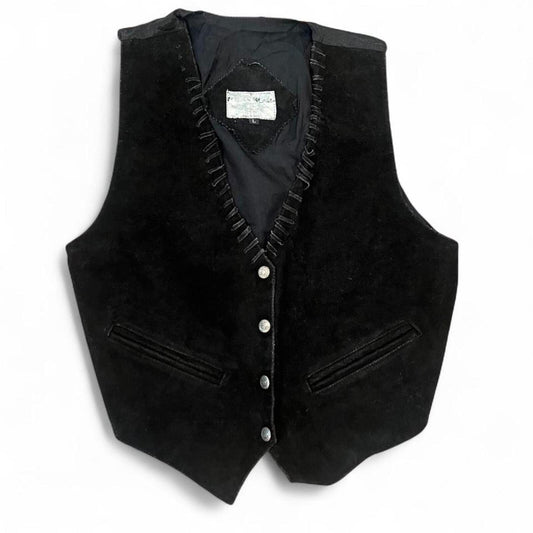 Vintage 90s Black Suede Leather Western Vest – L