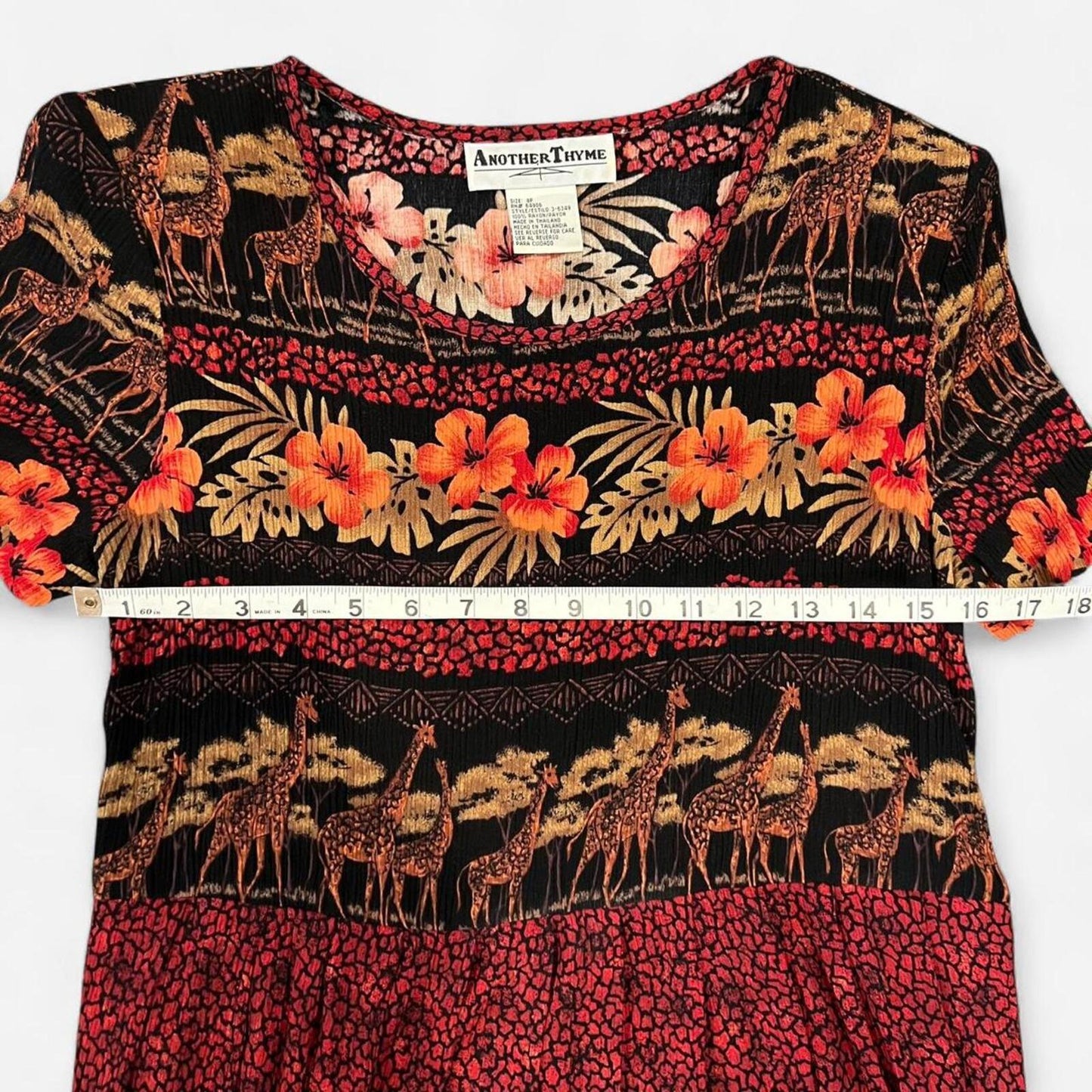 Vintage Safari Print Midi Dress Giraffe Animal Print 90s Grunge