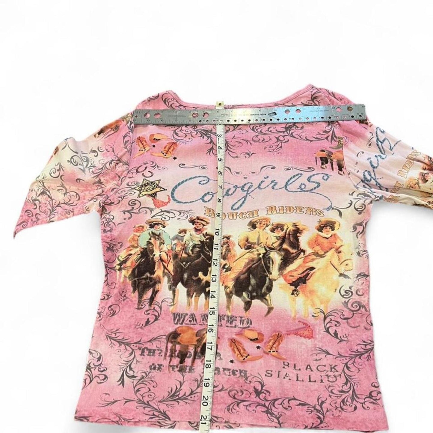 Vintage Y2K Cowgirl Graphic Pink Long Sleeve Top