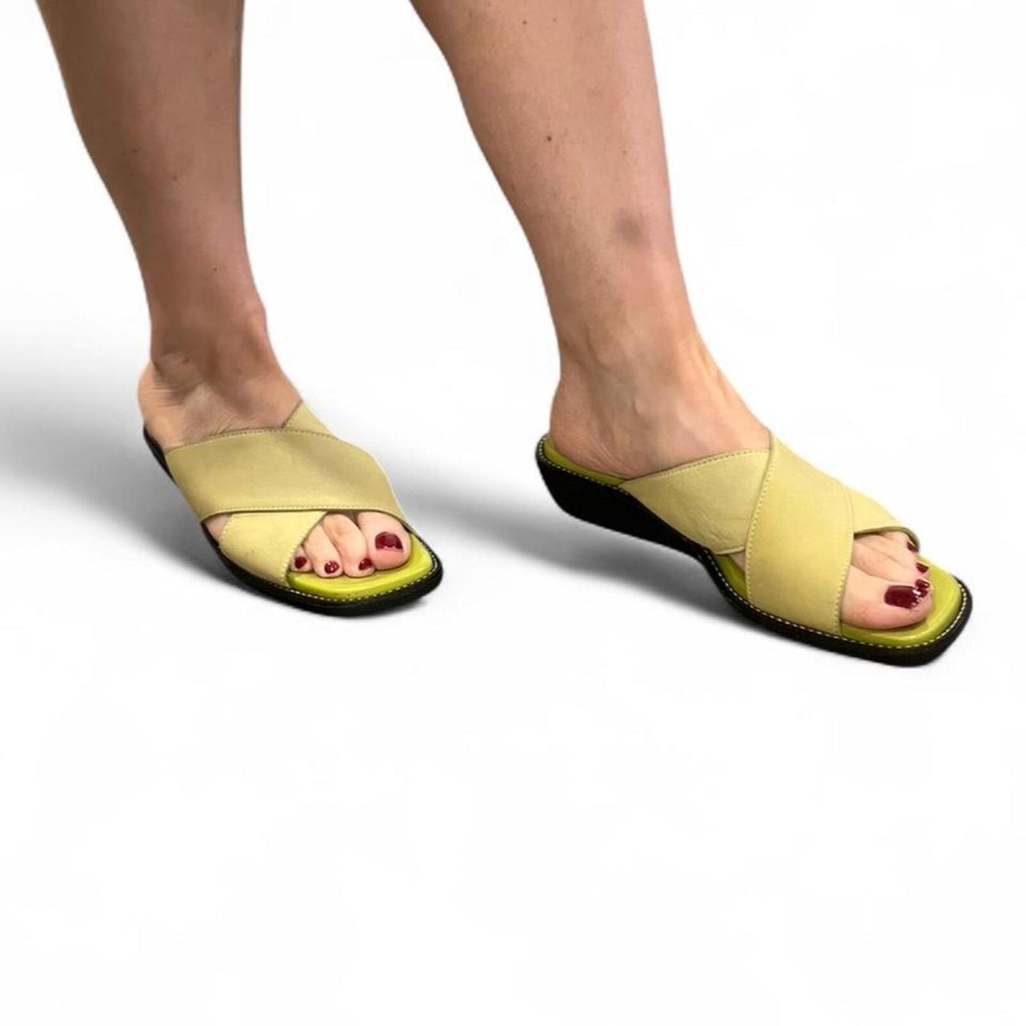 Vintage Y2K Lime Green Slide Sandals