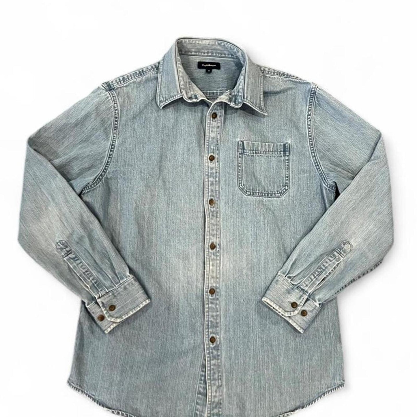 Vintage Light Wash Denim Button Up Shirt Oversized 90s Y2K