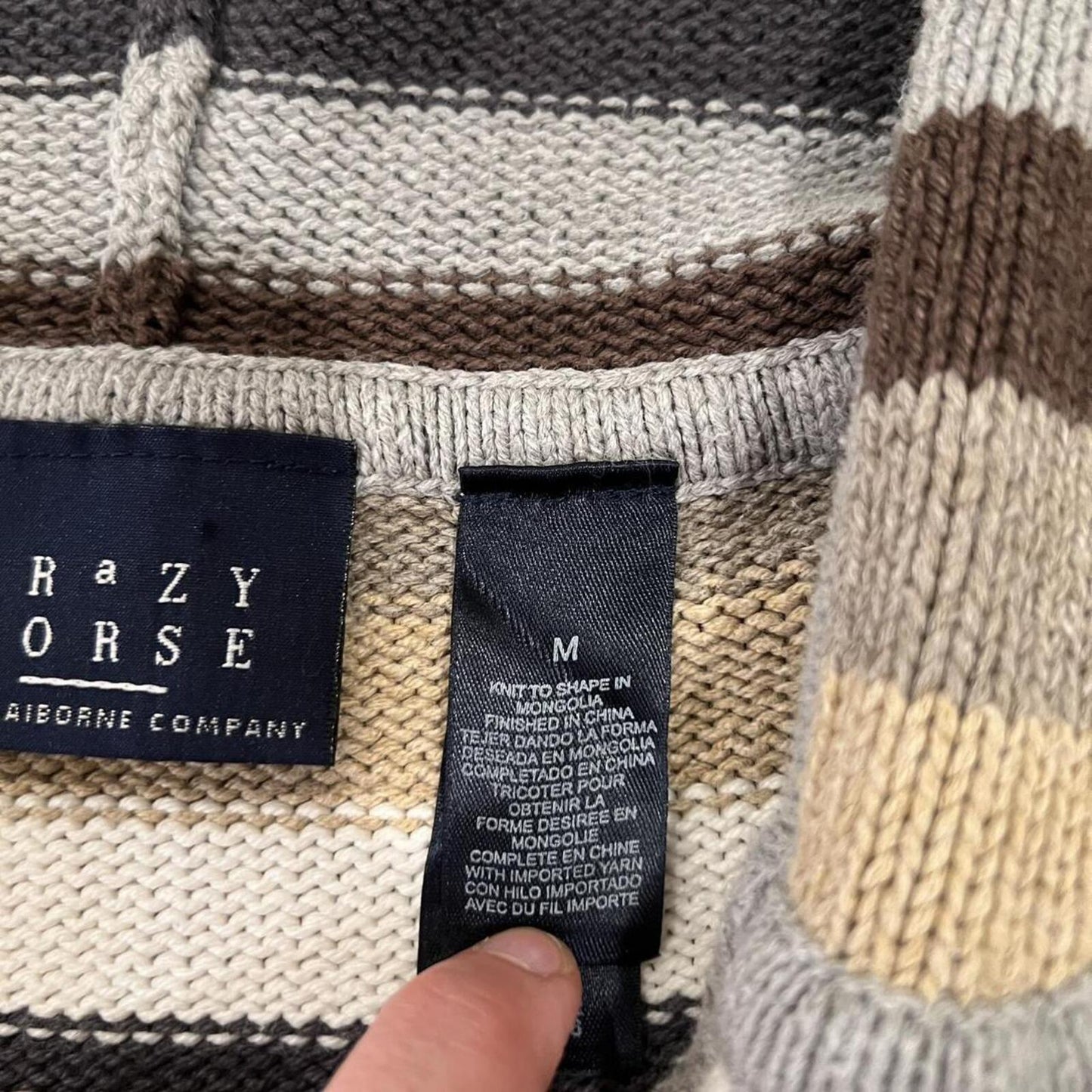 Vintage Y2K Neutral Striped Zip Hoodie Brown Tan