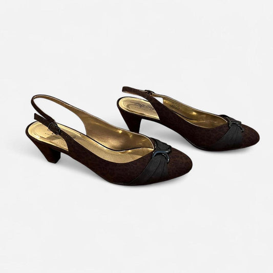 Vintage Brown Slingback Kitten Heels