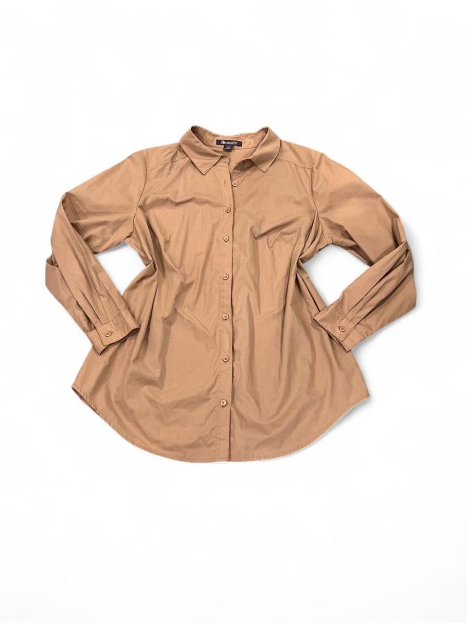 Vintage Y2K Oversized Tan Button-Up Shirt