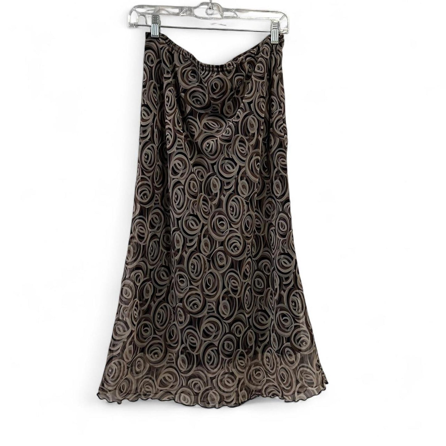 Vintage 90s Sheer Swirl Mesh Midi Skirt