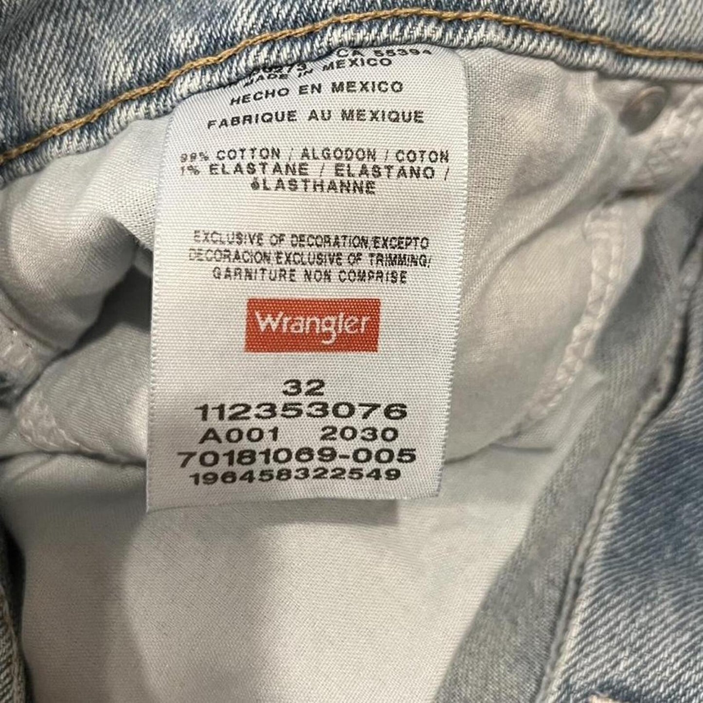 Wrangler Baggy Denim Shorts Light Wash Y2K Skater Fit
