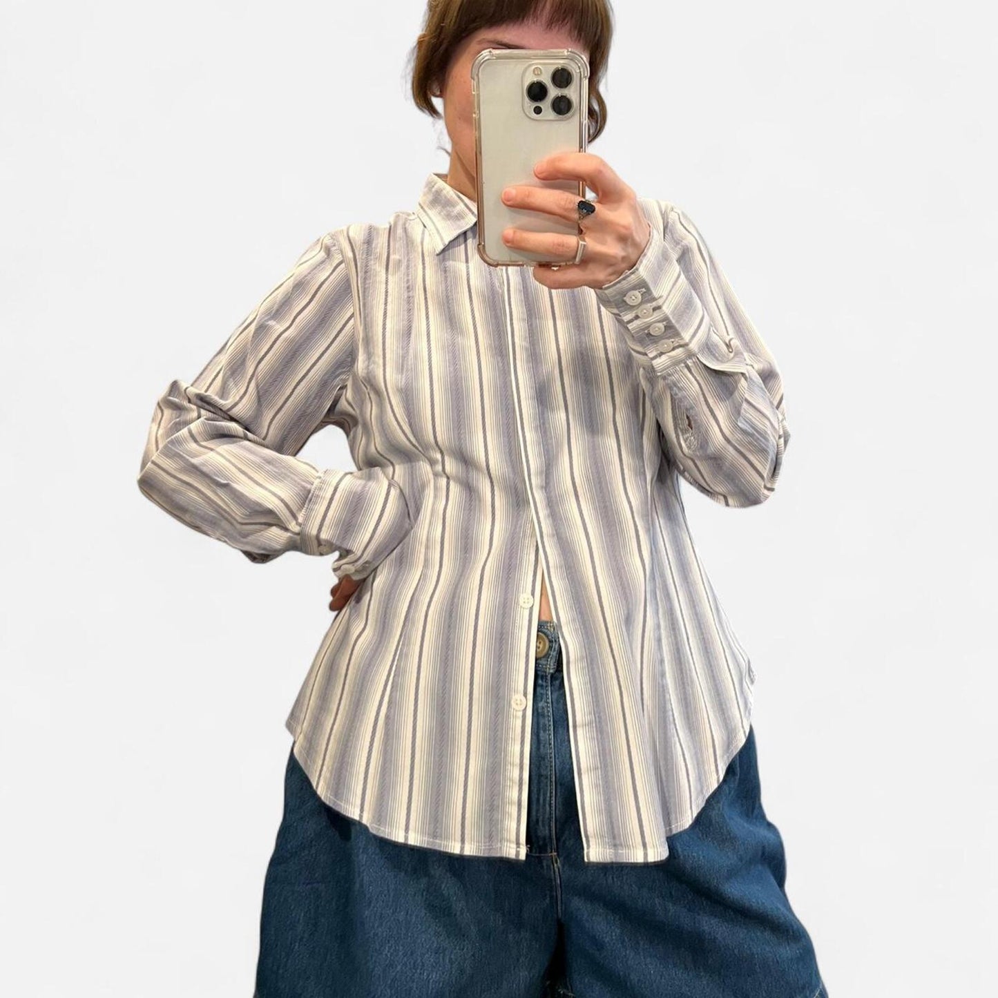 Y2K Striped Fitted Button Up Shirt