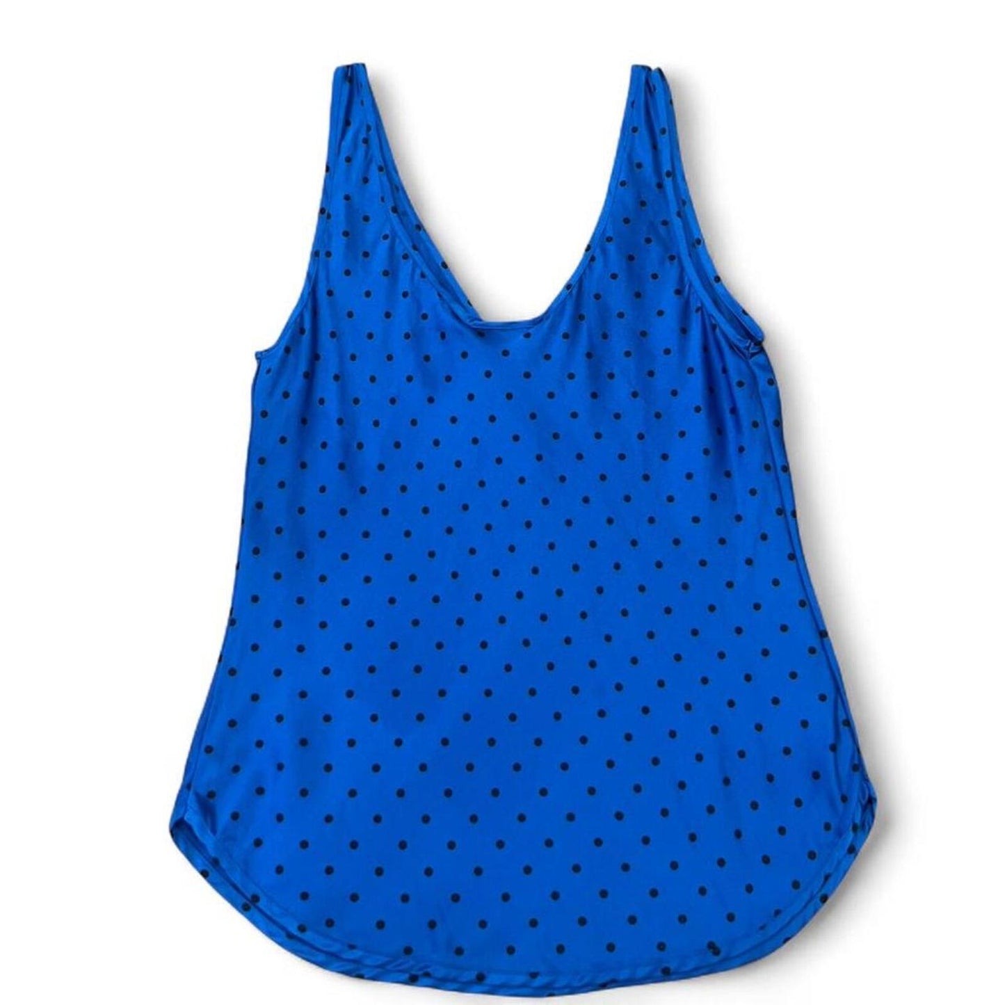 Vintage Y2K cobalt blue silk polka dot tank top