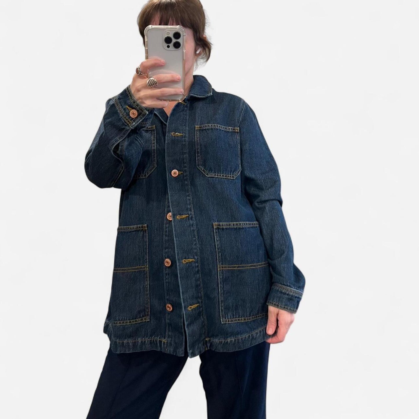 Dark Wash Denim Utility Jacket Small