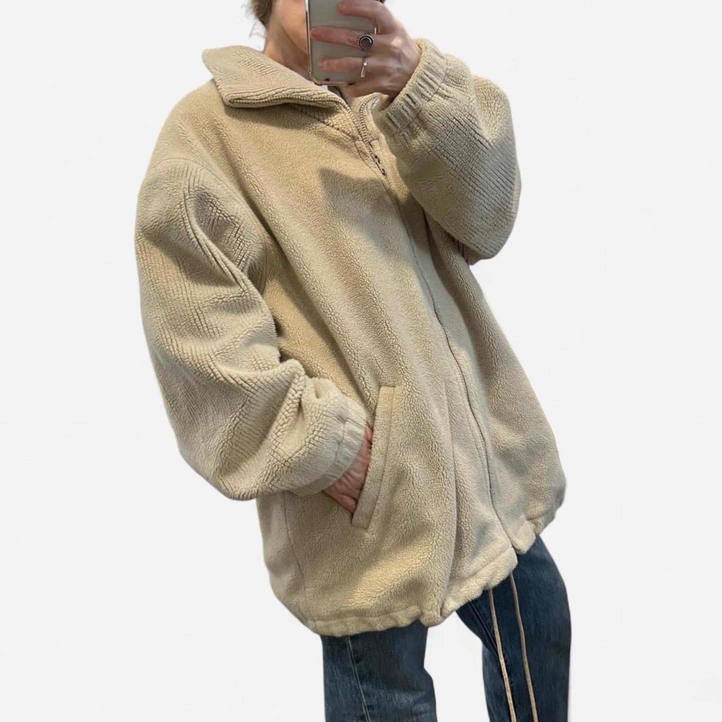 Vintage Y2K Oversized Beige Fleece