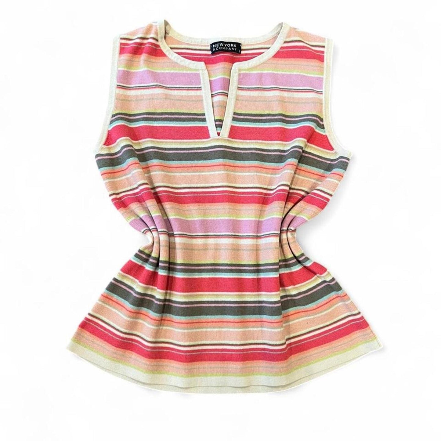 Vintage Y2K Pink Stripe Knit Tank Top