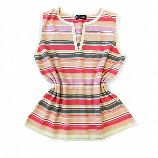 Vintage Y2K Pink Stripe Knit Tank Top