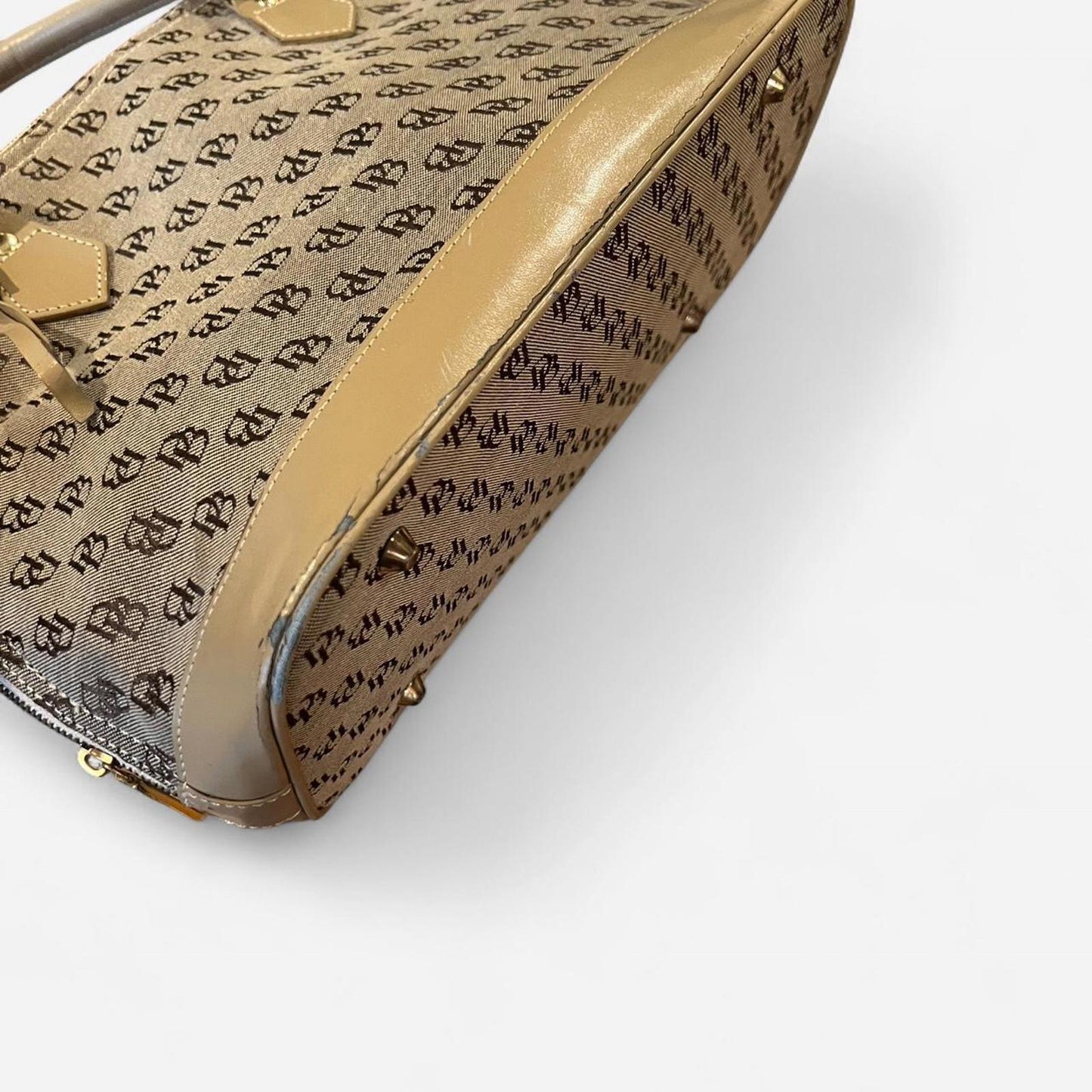 Vintage Dooney & Bourke Monogram Satchel Tan DB Logo Y2K