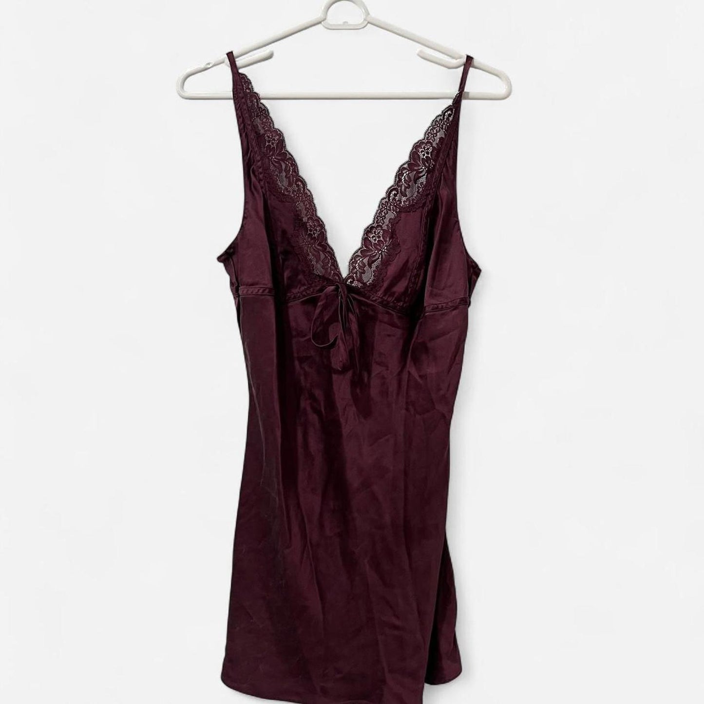Y2K Victoria’s Secret Burgundy Silk Lace Tank Top