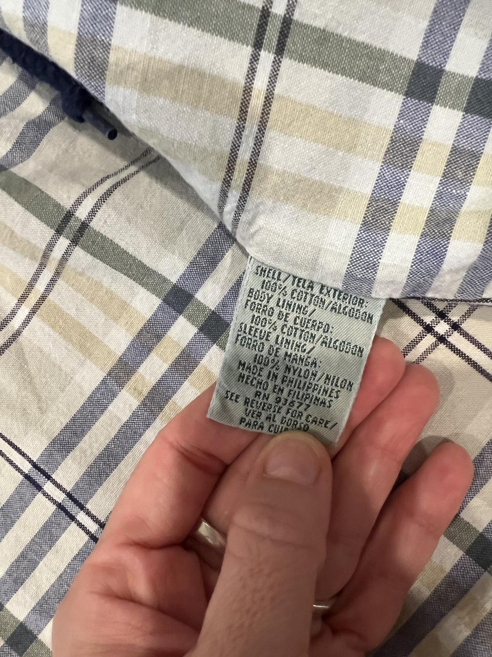 Vintage Hooded Denim Barn Jacket Plaid Lined Zip Up
