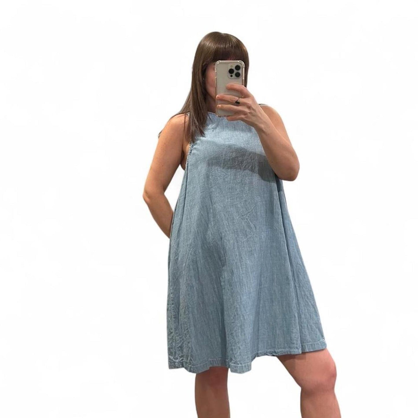 Denim Chambray Swing Dress