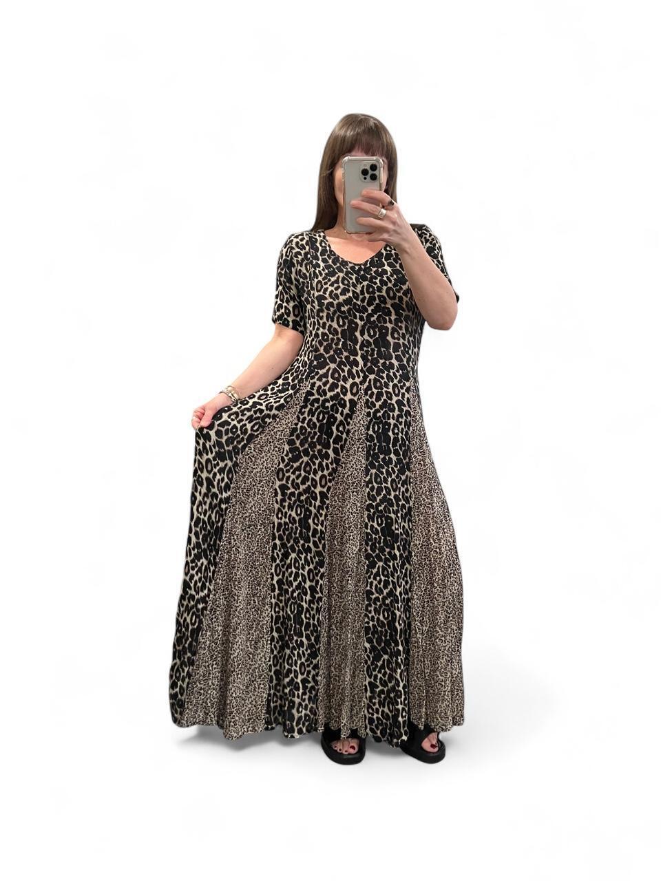 Vintage 90s Leopard Print Maxi Dress Boho Grunge Sheer Flowy S
