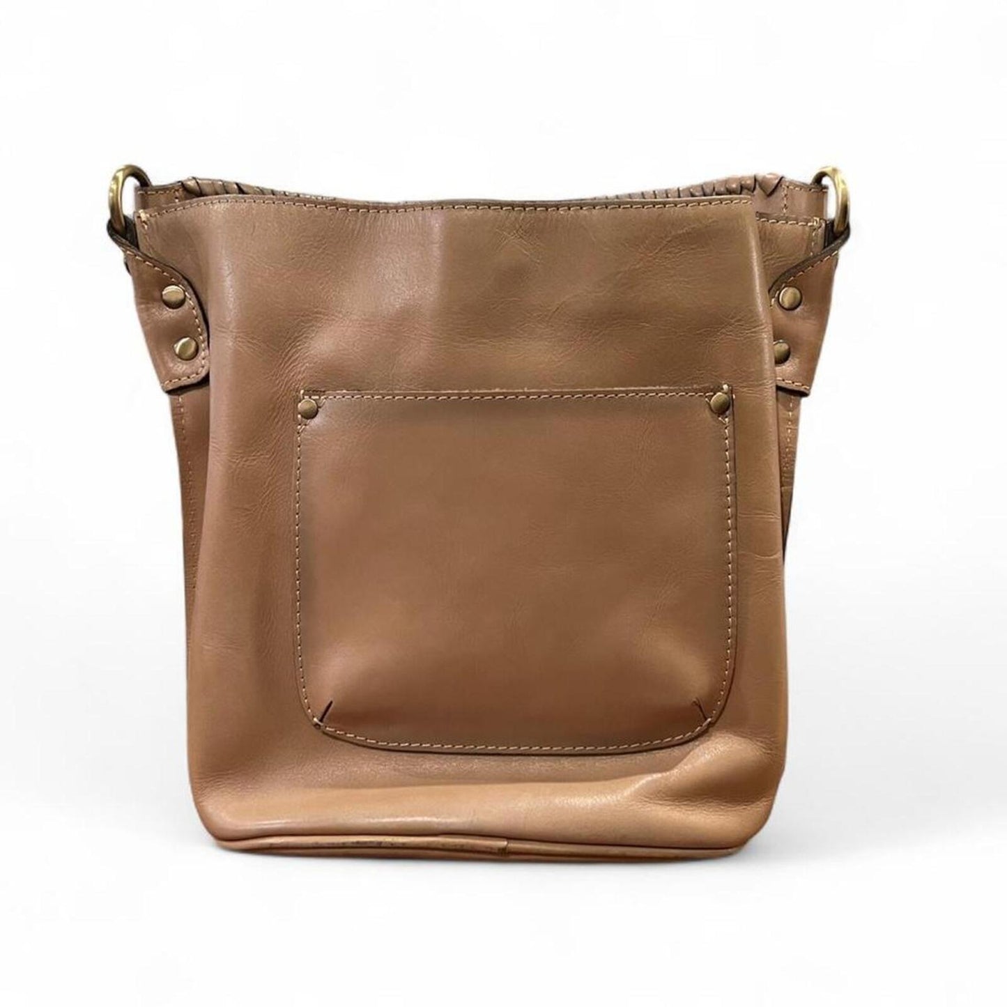 Vintage Y2K Tan Leather Tassel Shoulder Bucket Bag