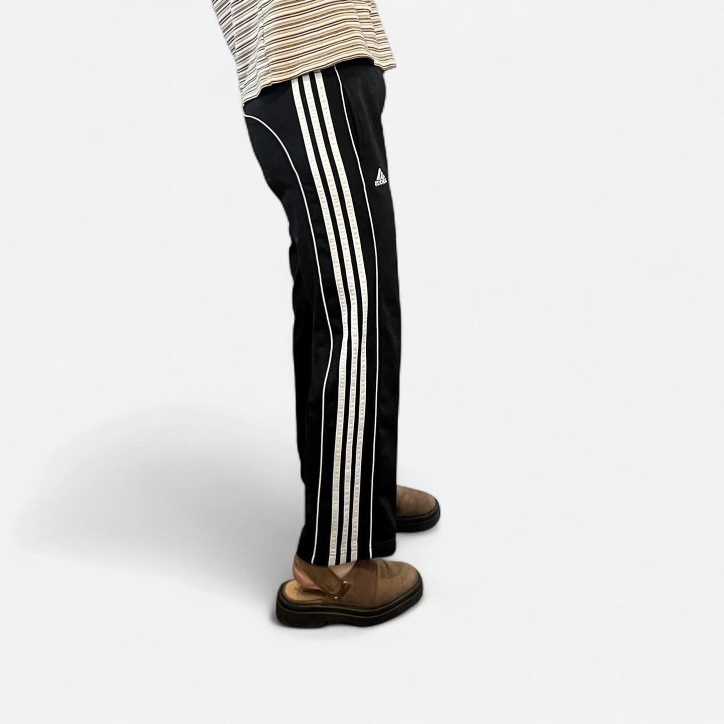 Adidas Y2K 3 Stripe Track Pants Black Cropped Fit
