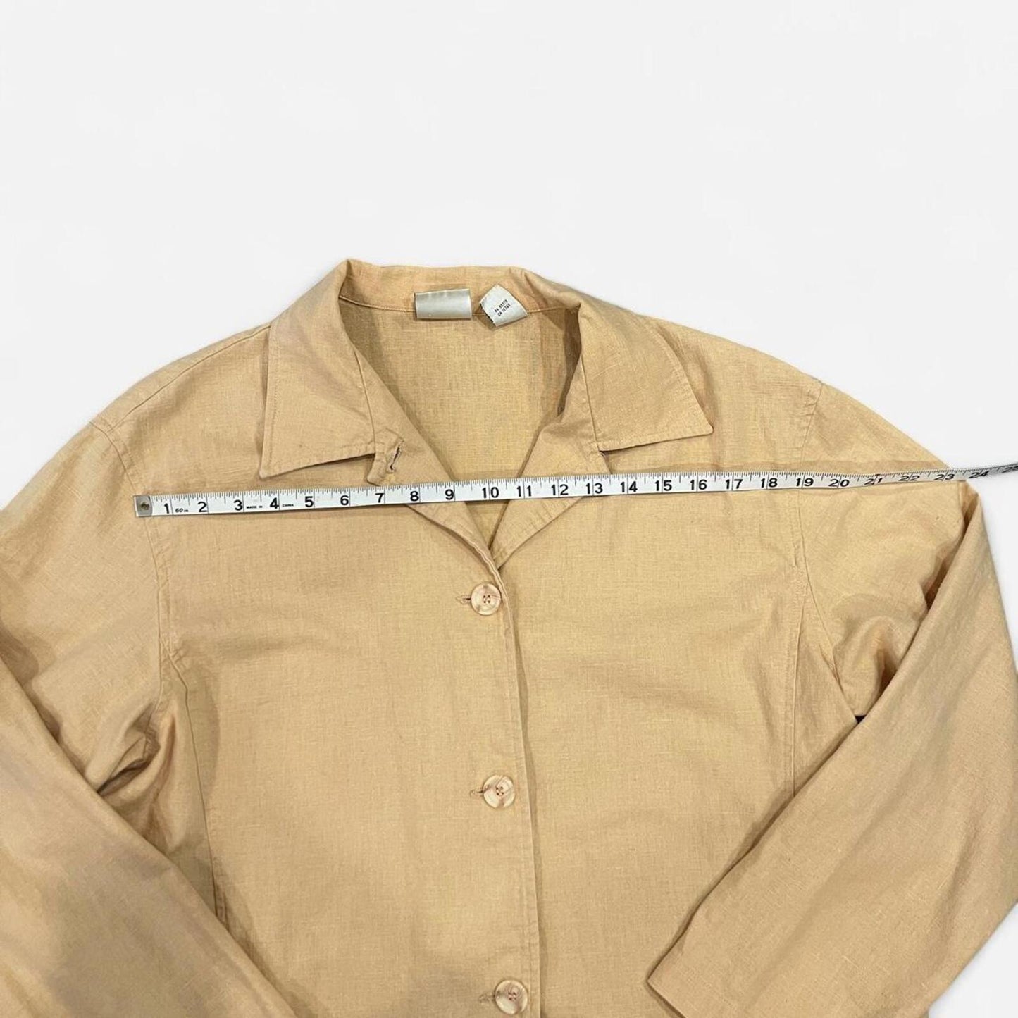Vintage Butter Yellow Linen Blend Minimal Jacket